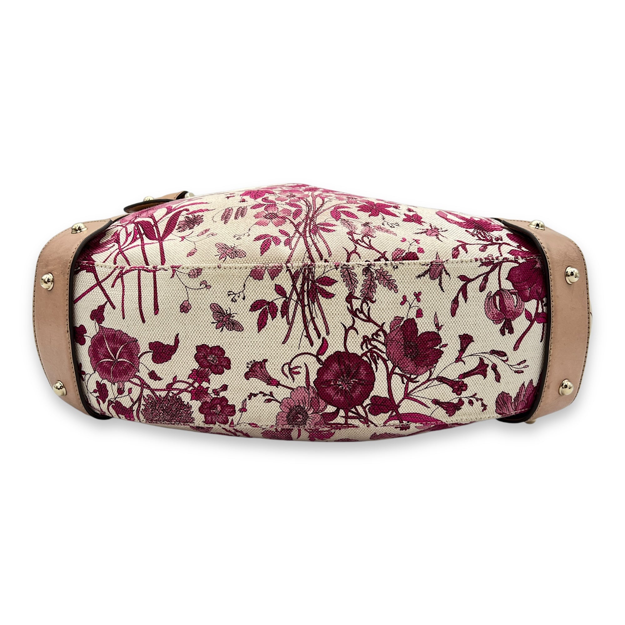 Floral Multi-colour Top Handle Bag in Canvas, Light Gold hardware