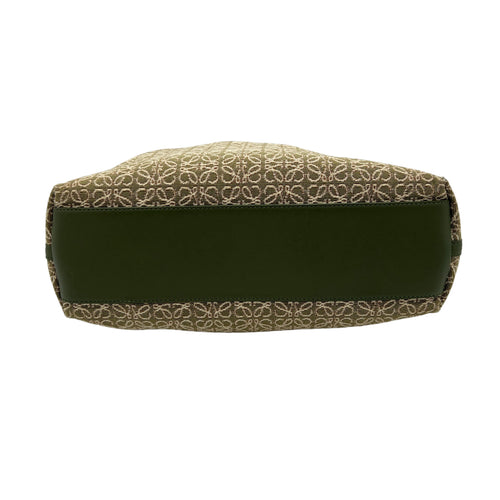 Flamenco Anagram Green Clutch in Jacquard, Silver hardware