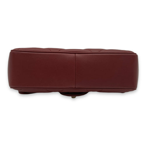 Easy Carry Flap Maroon Shoulder Bag in Lambskin, Gold hardware