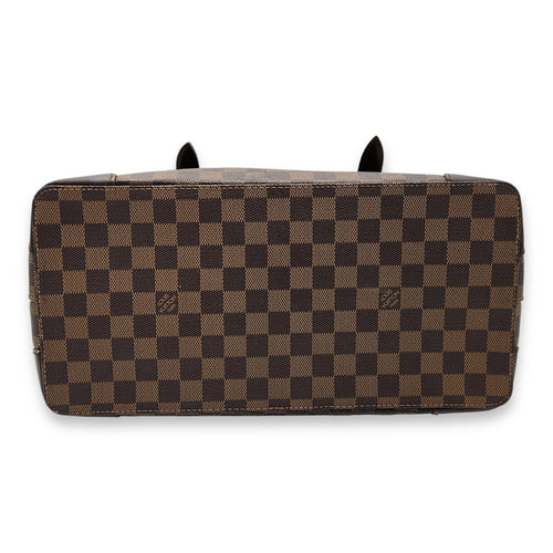 Hampstead MM Damier Ebene Top Handle Bag in Coated Canvas, Gold hardware