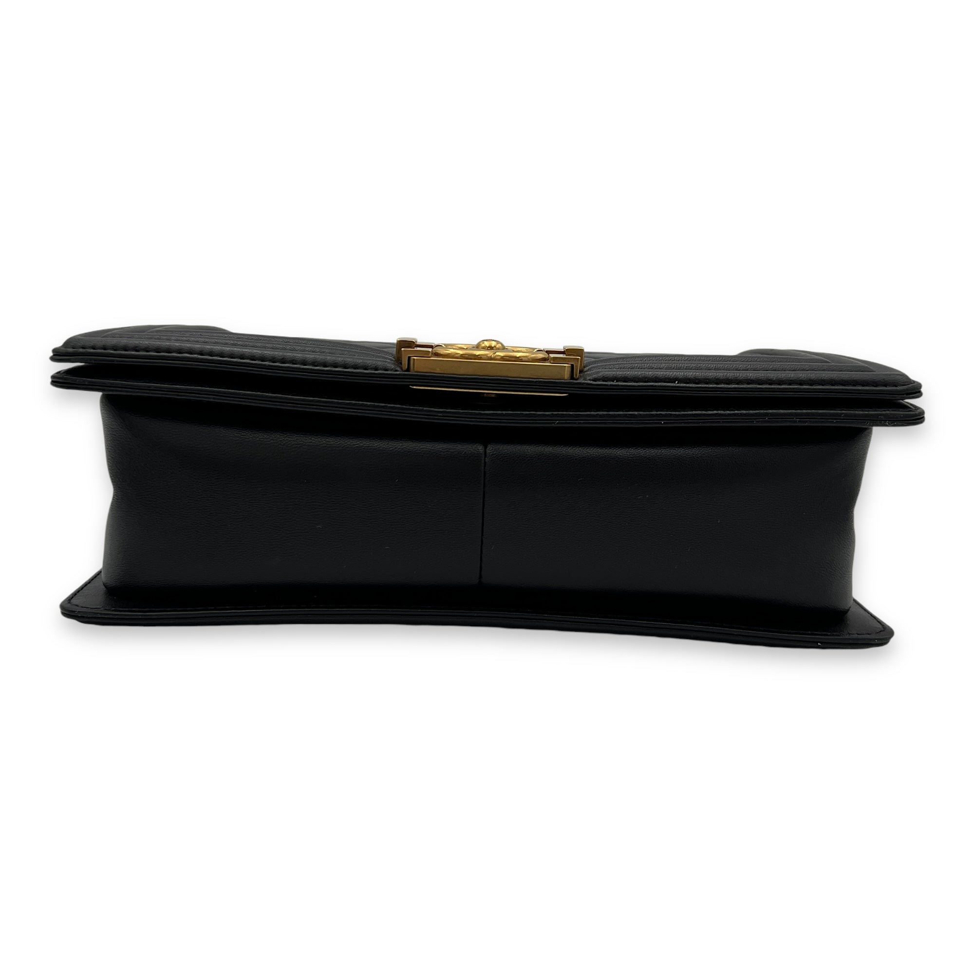 Boy Crossbody Bag Medium Black in Lambskin, Gold hardware