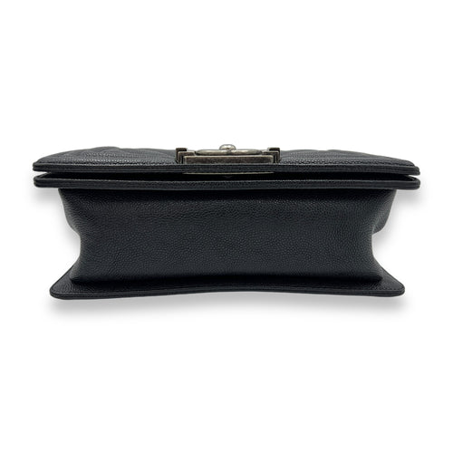 Boy Crossbody Bag Black in Caviar Leather, Ruthenium hardware