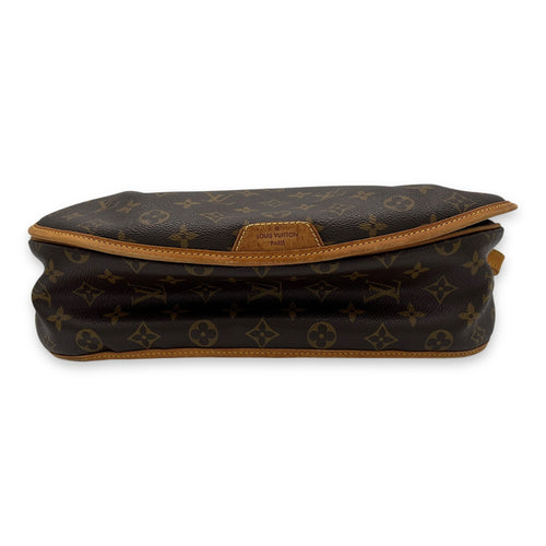 Menilmontant MM Brown Crossbody Bag in Monogram Coated Canvas, Gold hardware