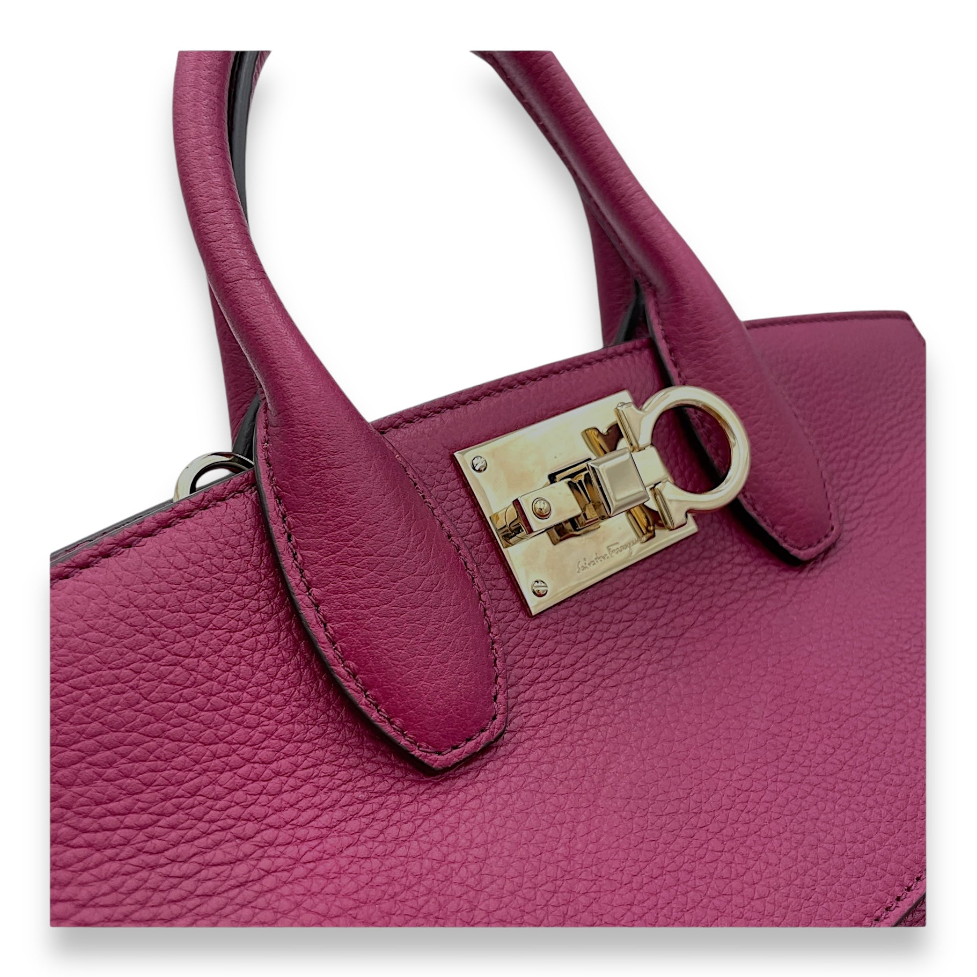 Studio Top Handle Bag Purple in Calfskin, Gold hardware