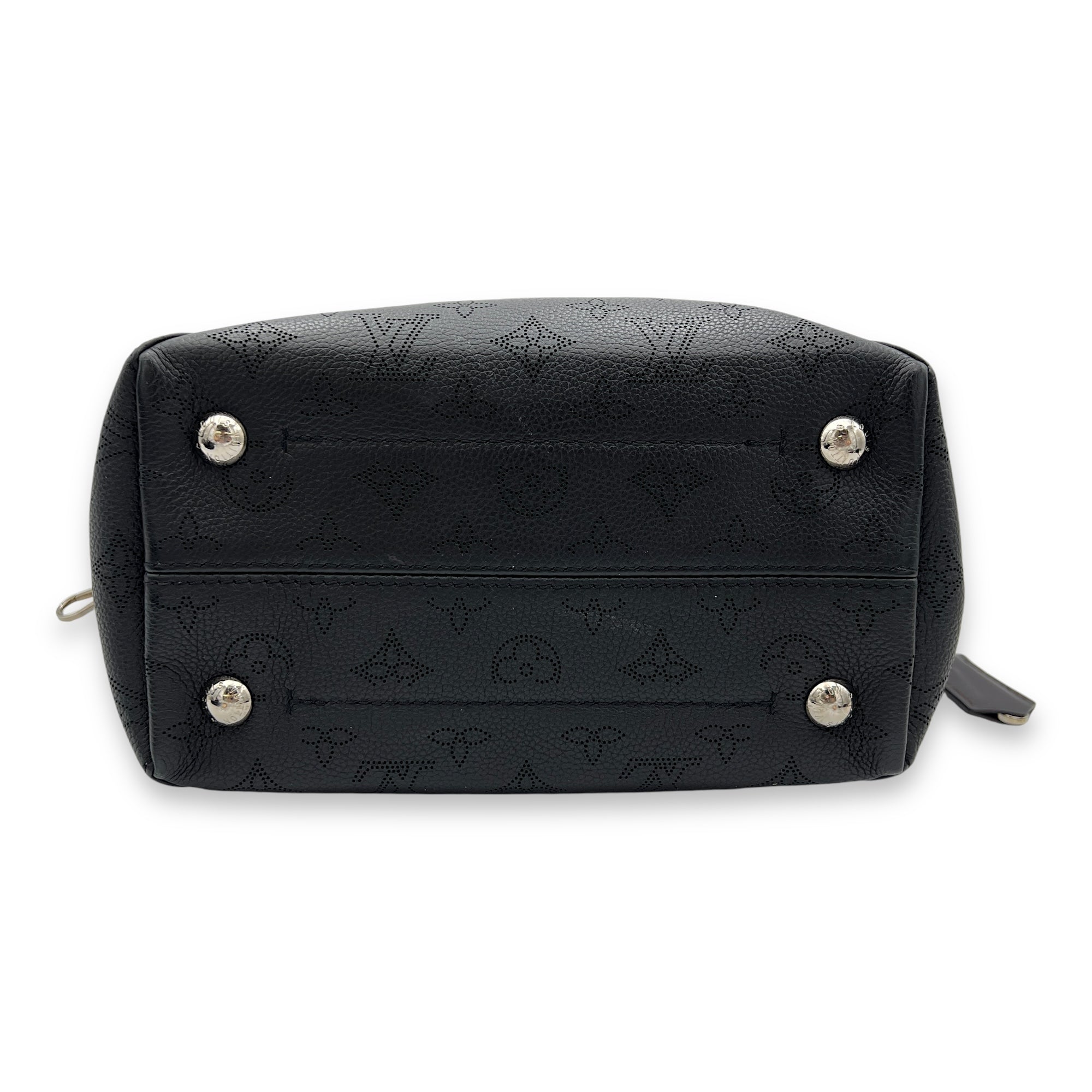 Hina Top Handle Bag Black in Mahina Leather, Silver hardware