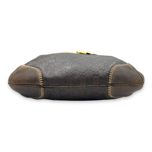 Horsebit 1955 Shoulder Bag Brown in Calfskin, Gold hardware