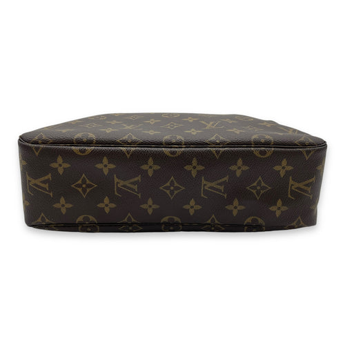 Toilette Pouch 28 Brown in Monogram Coated Canvas, Gold hardware