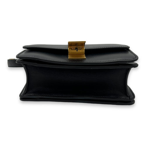 Box Shoulder Bag Mini Black in Calfskin, Gold hardware