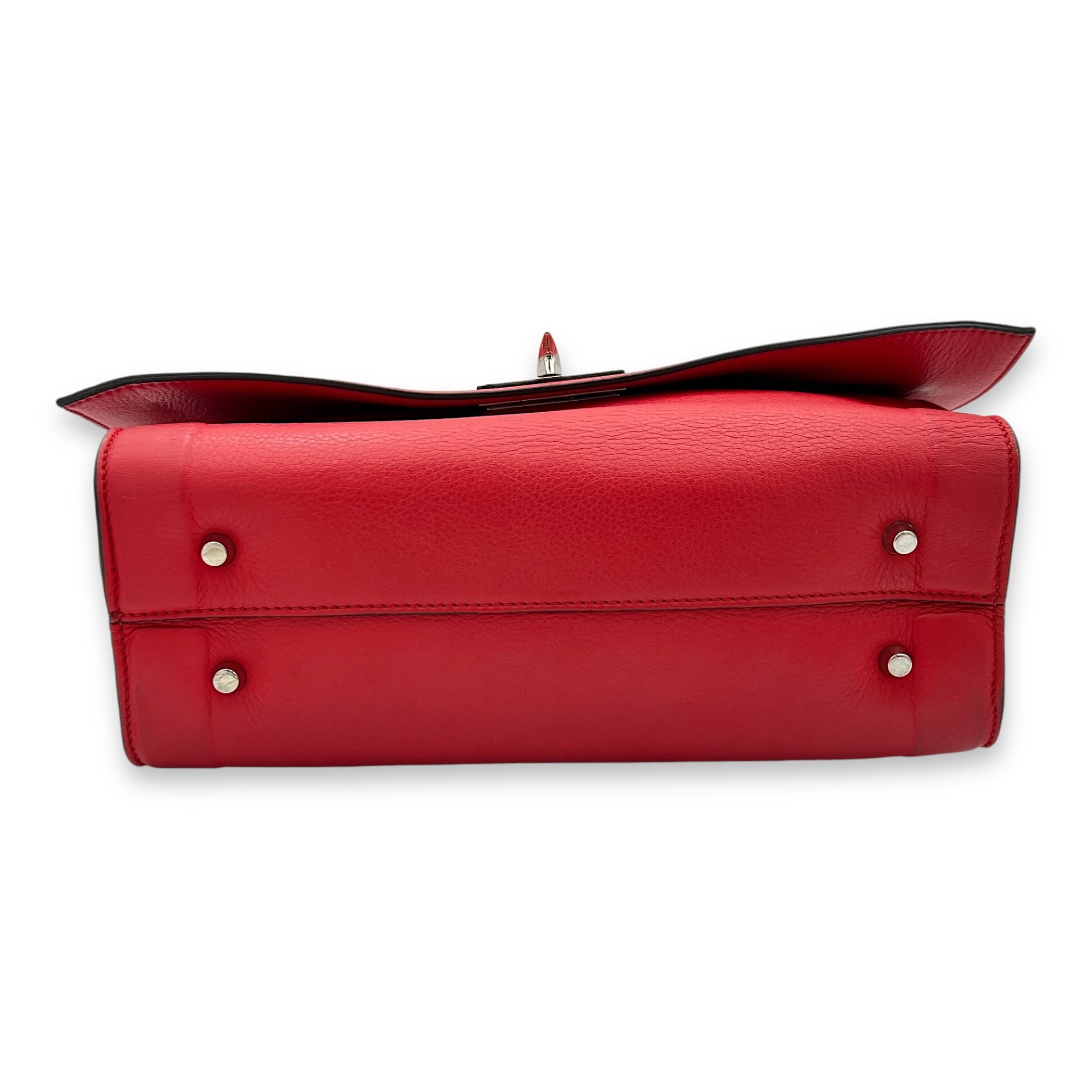 Shark Crossbody Bag Red in Calfskin, Silver hardware