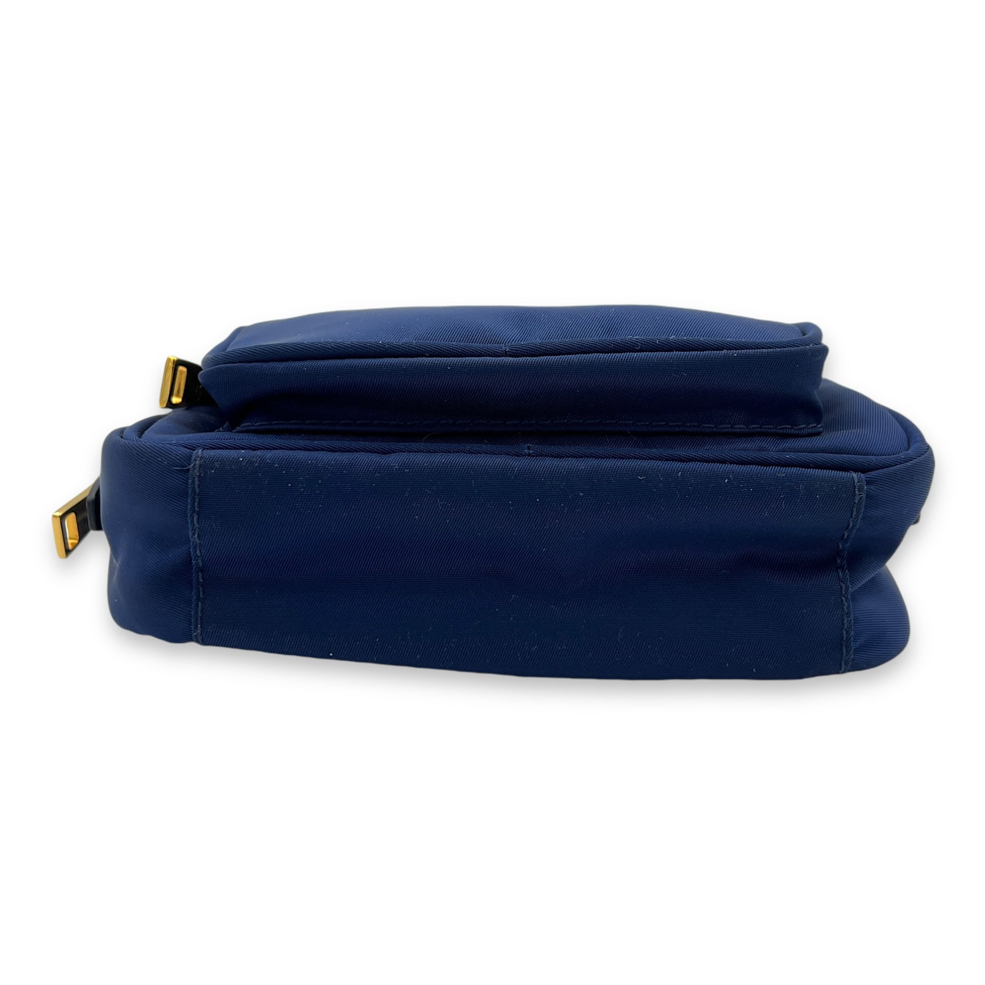 Convertible Wristlet Blue Crossbody Bag in Nylon, Gold hardware