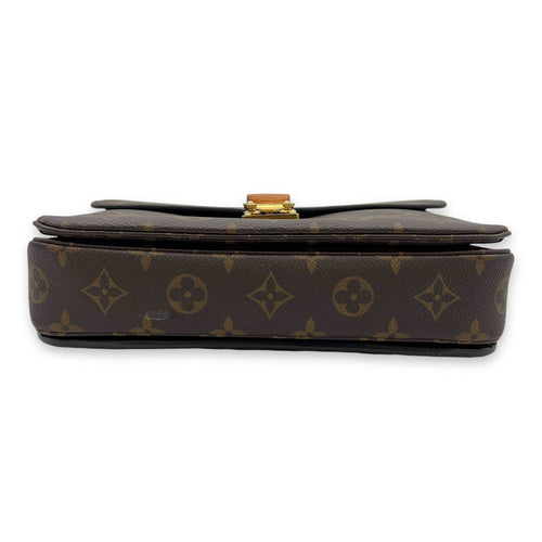 Metis Pochette Top Handle Bag Brown in Monogram Coated Canvas, Gold hardware