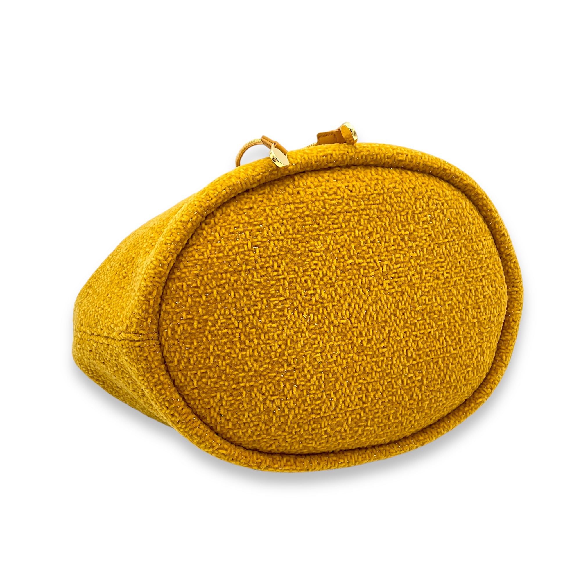 Deauville Bucket Bag Yellow in Tweed, Silver hardware