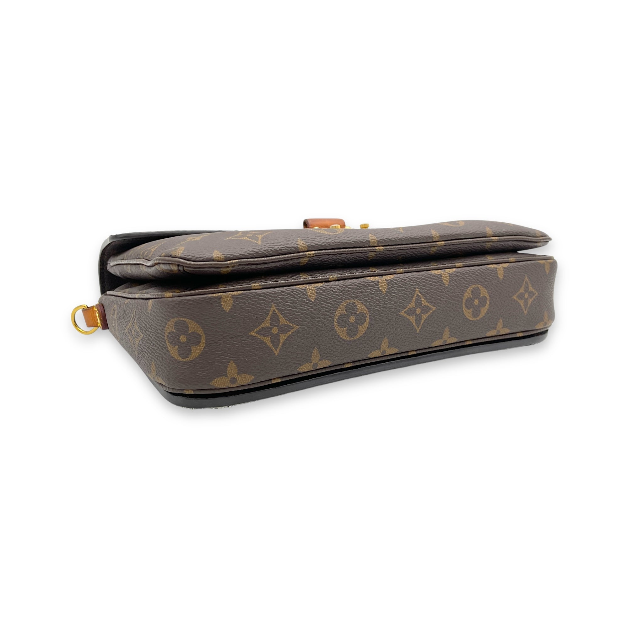 Metis Brown Crossbody Bag in Monogram Coated Canvas, Gold hardware