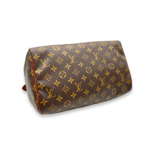 Speedy Top Handle Bag 30 Brown in Monogram Coated Canvas, Gold hardware