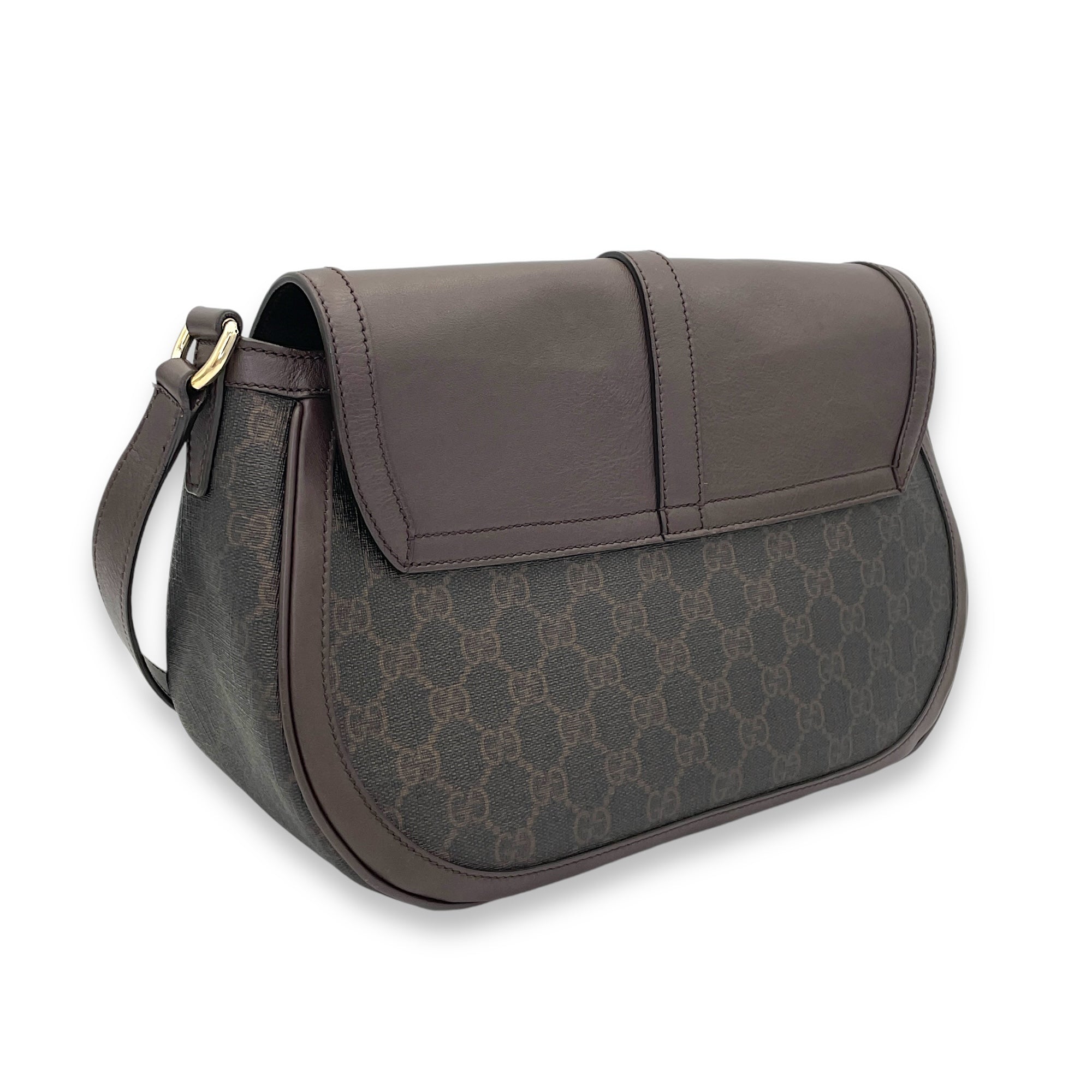 GG Supreme Brown Messenger in Calfskin, Light Gold hardware