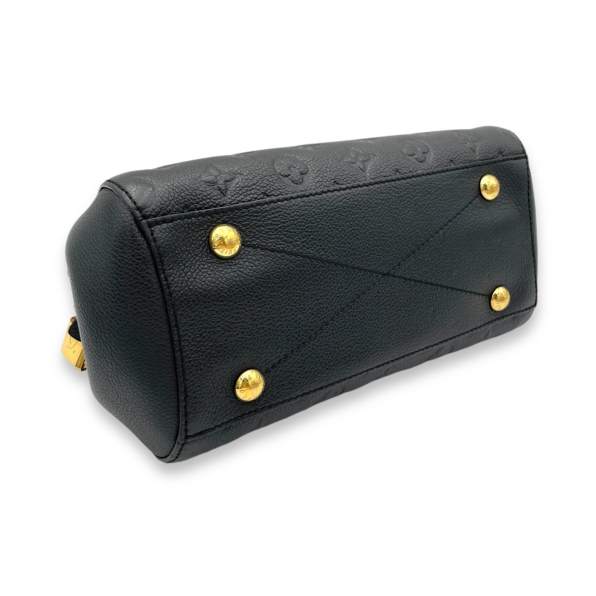 Montaigne Top Handle Bag Black in Empreinte Leather, Gold hardware