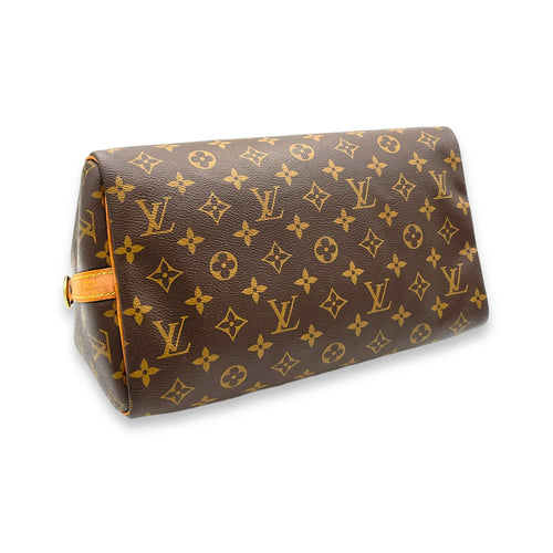 Speedy Bandouliere Top Handle Bag 30 Brown in Monogram Coated Canvas, Gold hardware