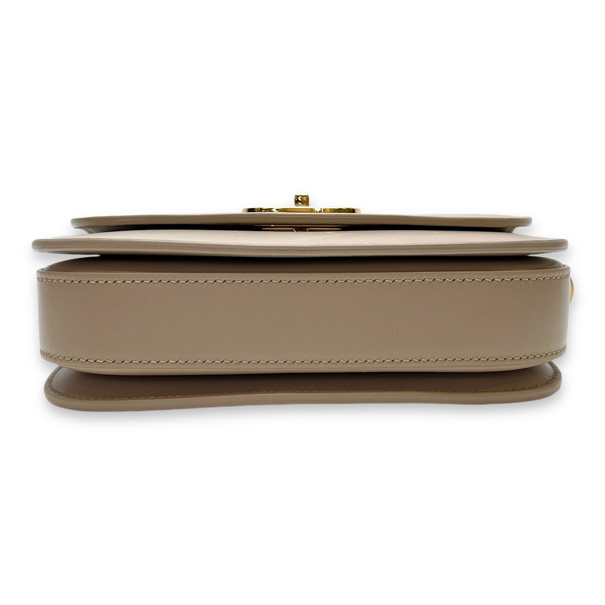 Montaigne Avenue Beige Crossbody Bag in Calfskin, Gold hardware