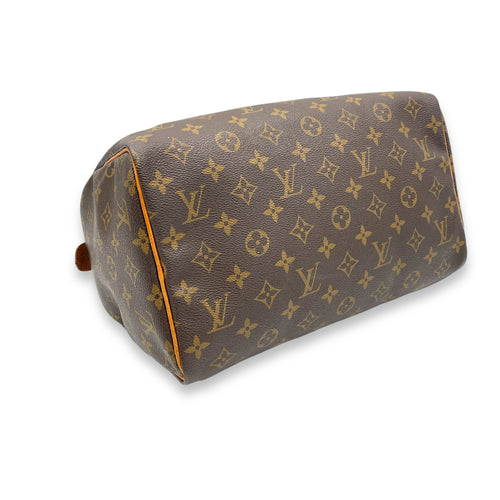 Speedy Top Handle Bag 30 Brown in Monogram Coated Canvas, Gold hardware