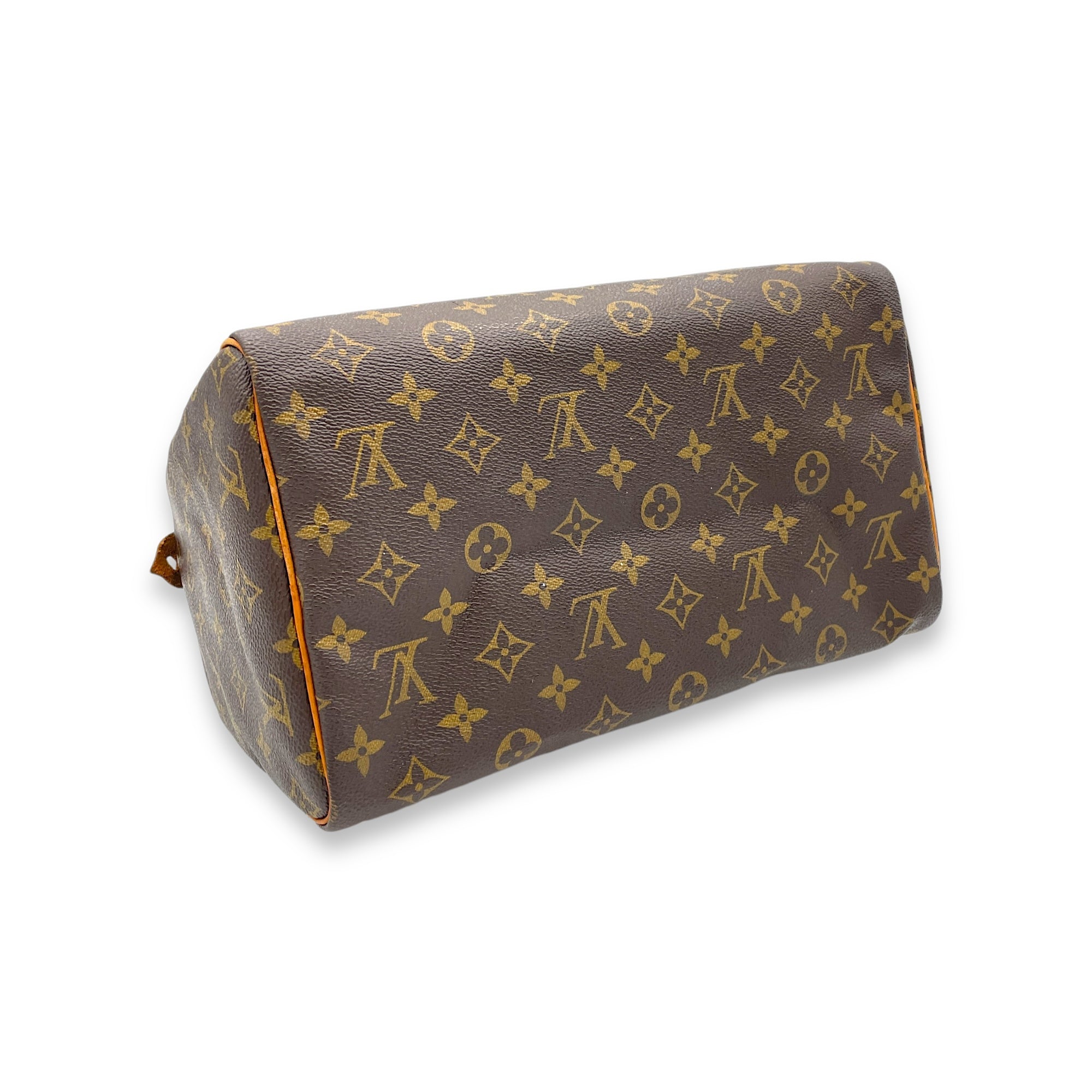 Speedy Top Handle Bag 30 Brown in Monogram Coated Canvas, Gold hardware