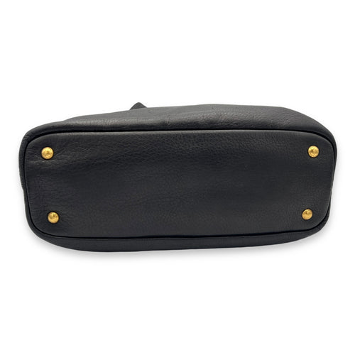 Logo Top Handle Bag Black in Calfskin, Gold hardware