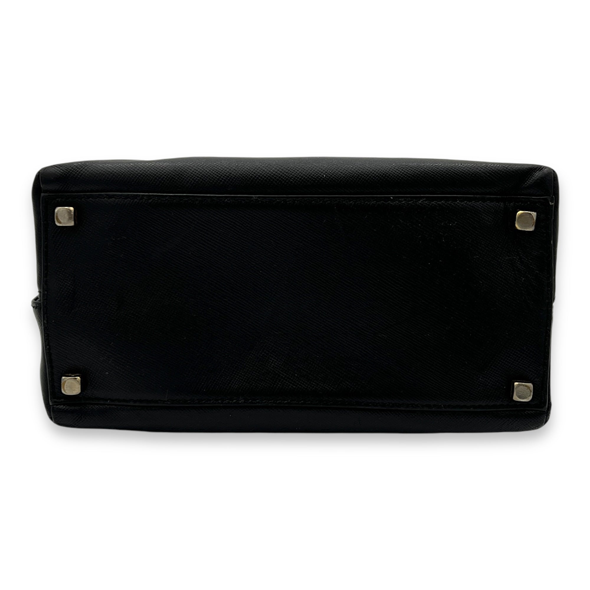 Gancini Top Handle Bag Black in Calfskin, Gold hardware