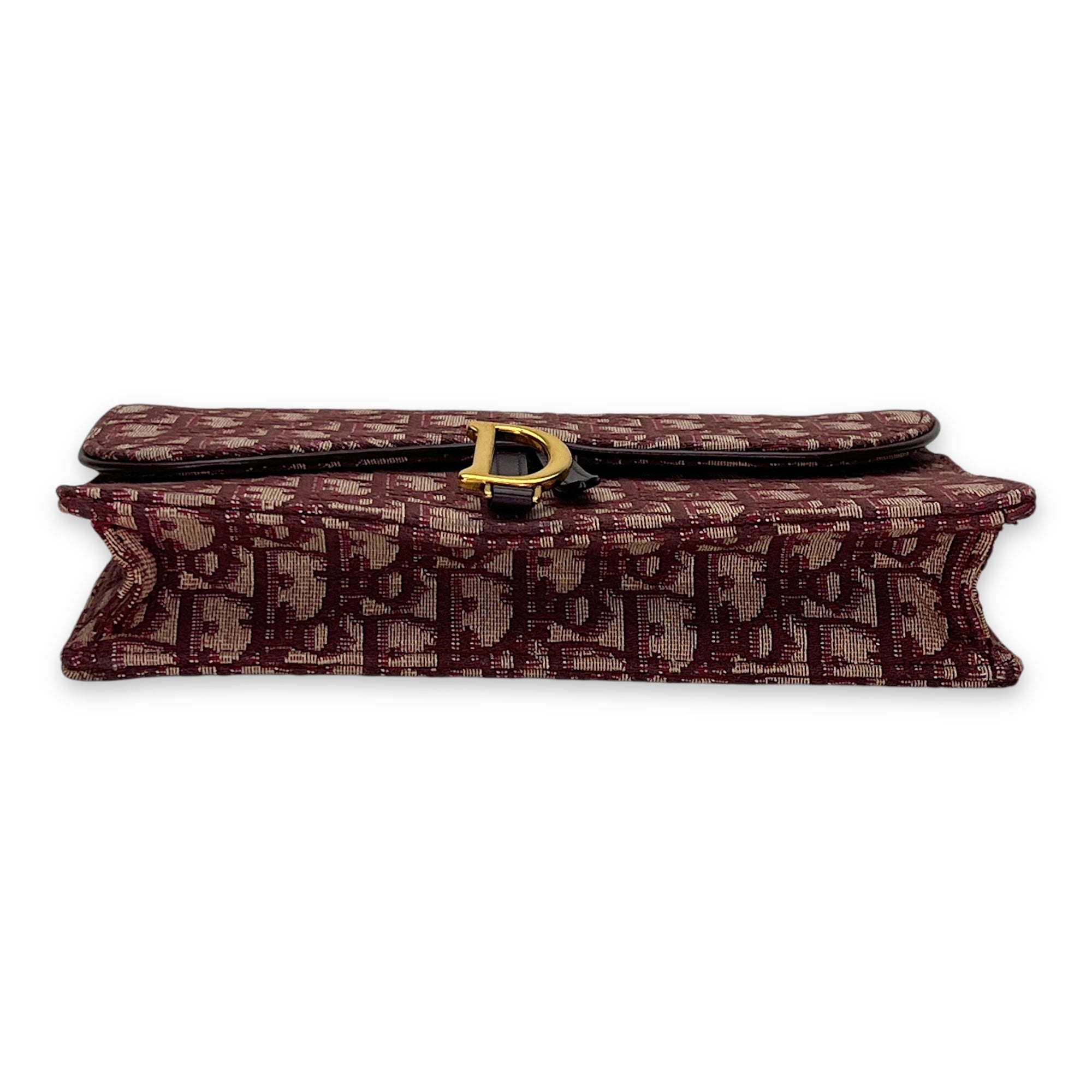 OBLIQUE SADDLE Red Wallet On Chain in Jacquard, Gold hardware