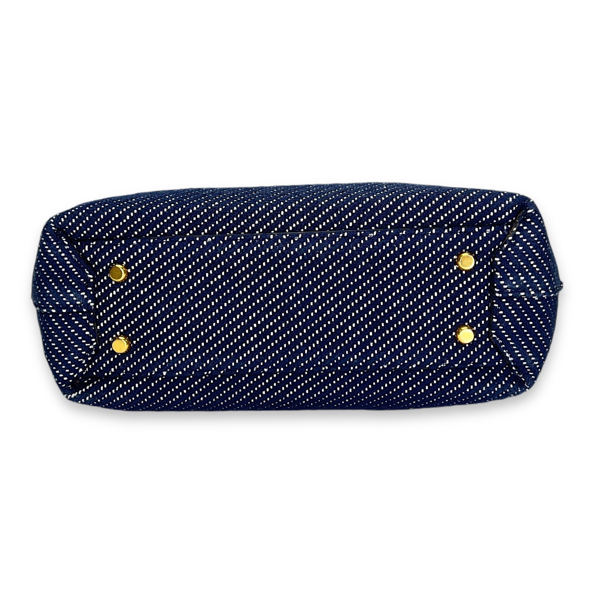 Arco Chain Blue Shoulder Bag in Denim, Gold hardware