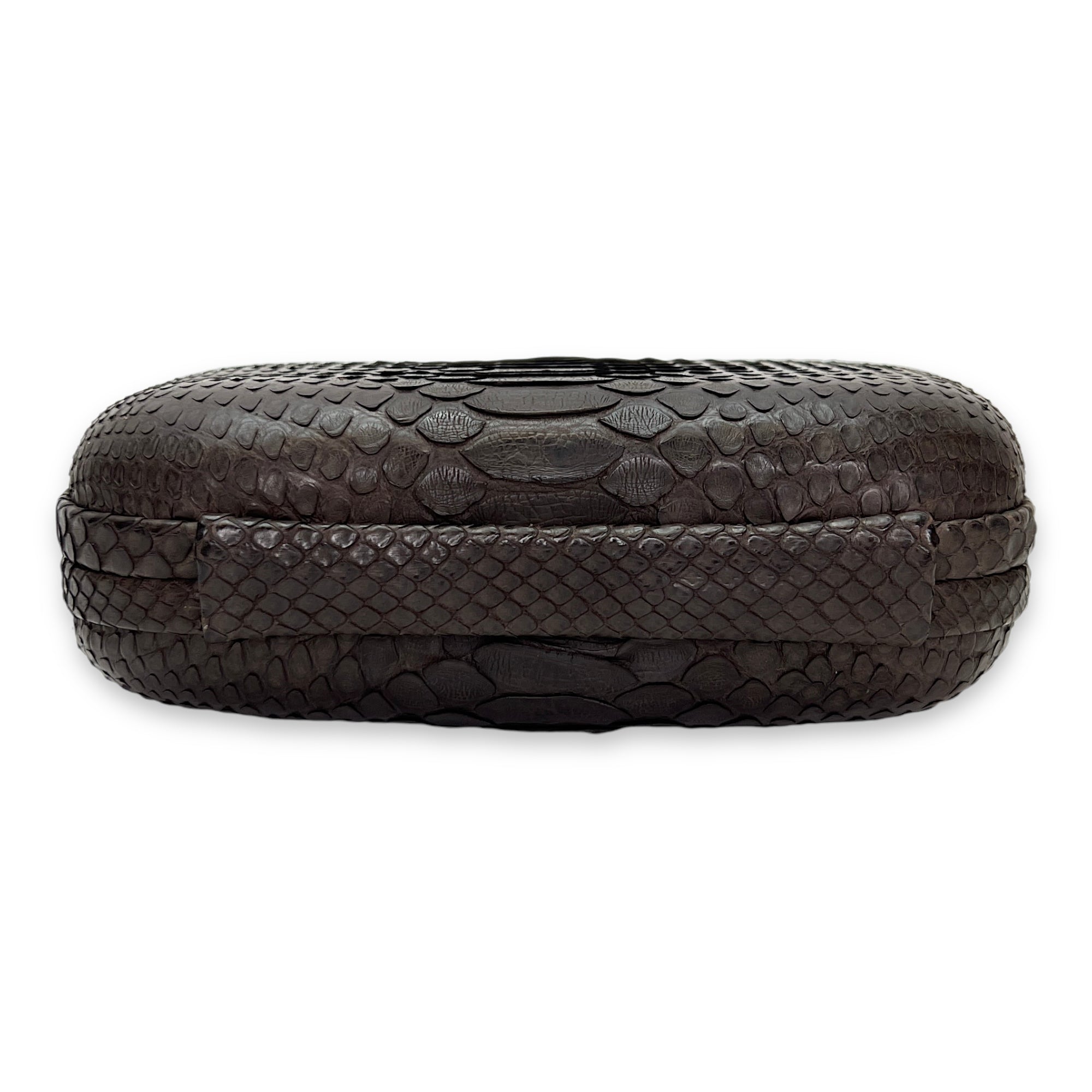 Knot Clutch in Python leather, Antique Brass Hardware