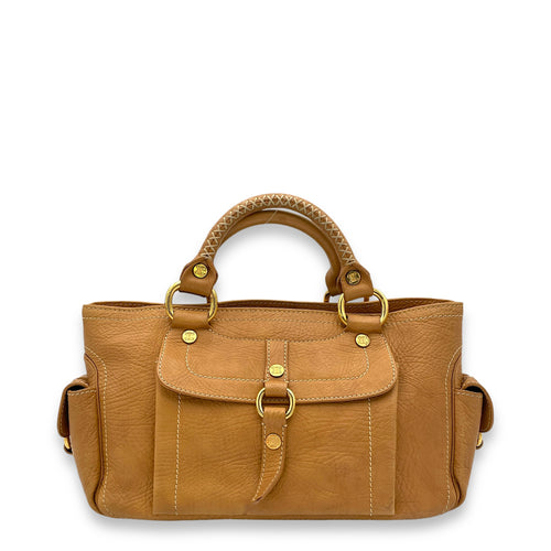 Boogie Top Handle Bag Beige in Calfskin, Gold hardware