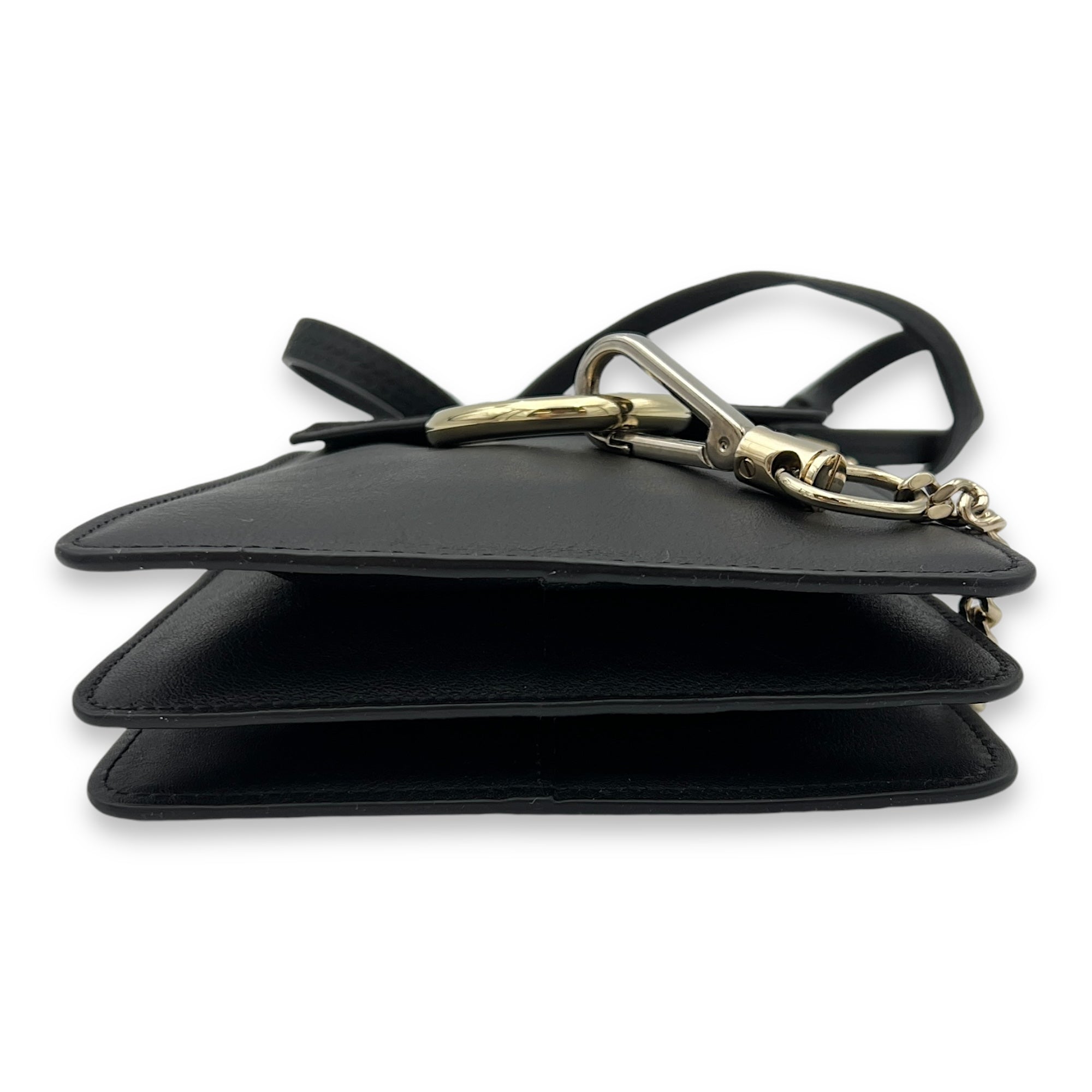 Faye Small Black Crossbody Bag in Calfskin, Gold hardware