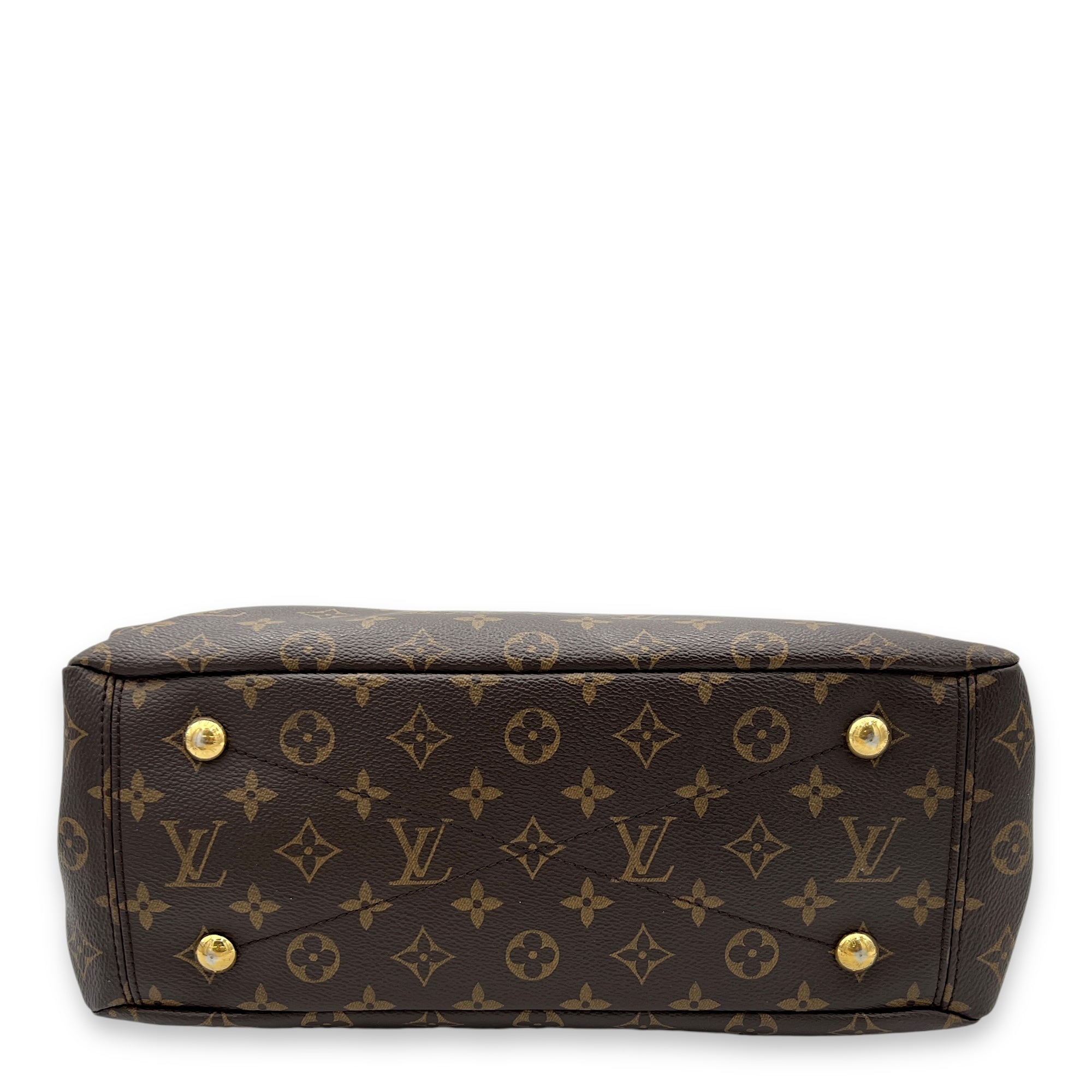 Pallas Top Handle Bag MM Brown in Monogram Coated Canvas, Gold hardware