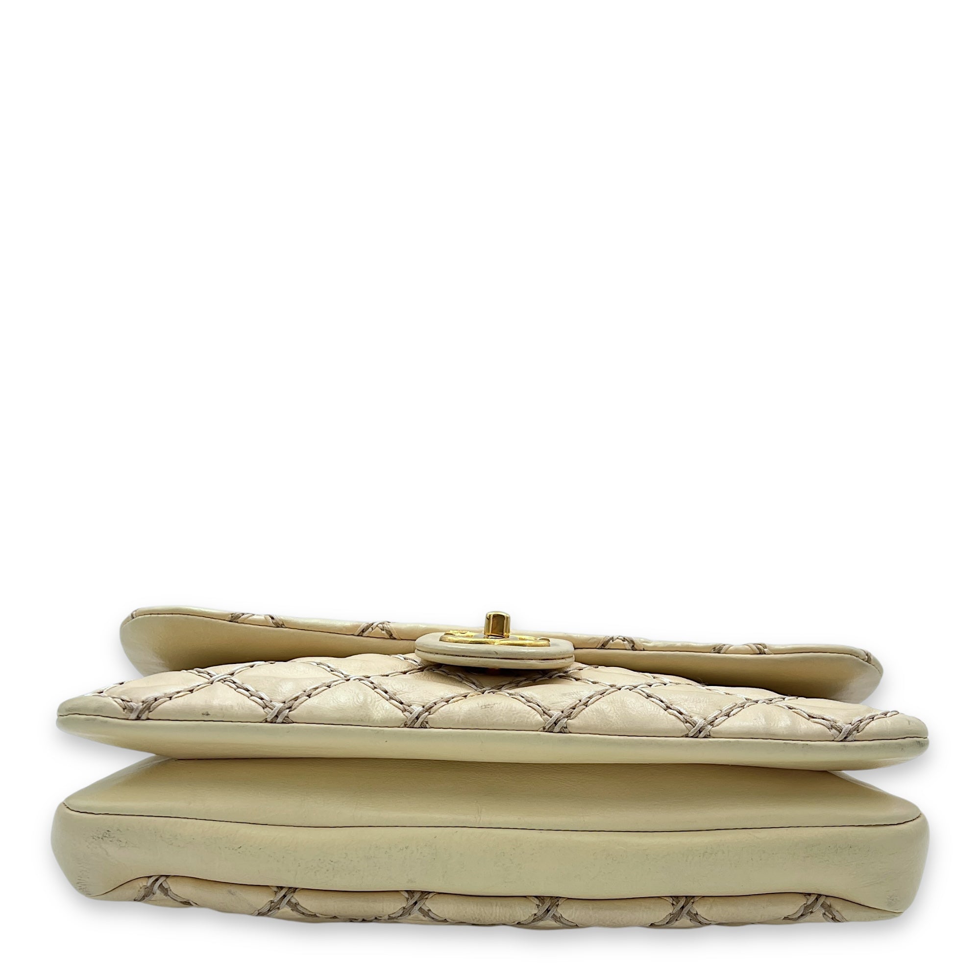 Wild Stitch Shoulder Bag White in Calfskin, Gold hardware