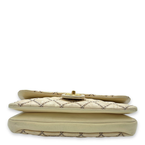 Wild Stitch Shoulder Bag White in Calfskin, Gold hardware