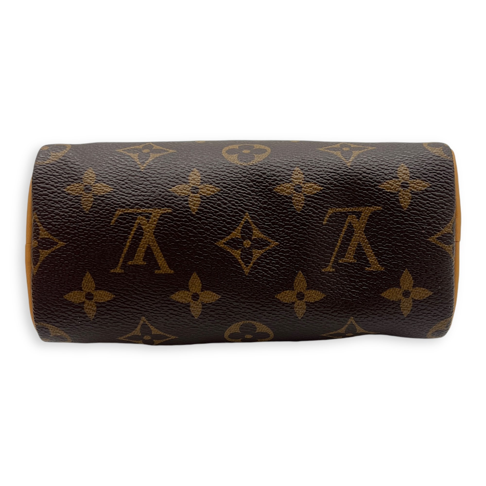 Speedy Bandouliere Nano Brown Top Handle Bag in Monogram Coated Canvas, Gold hardware