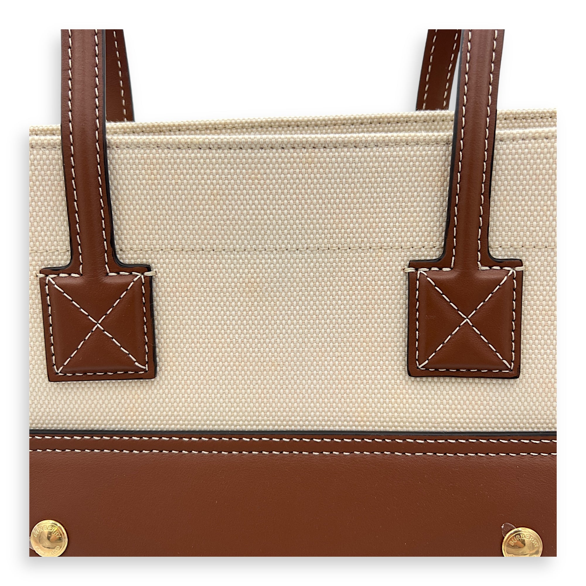 Freya Tote Bag Brown in Canvas, Gold hardware