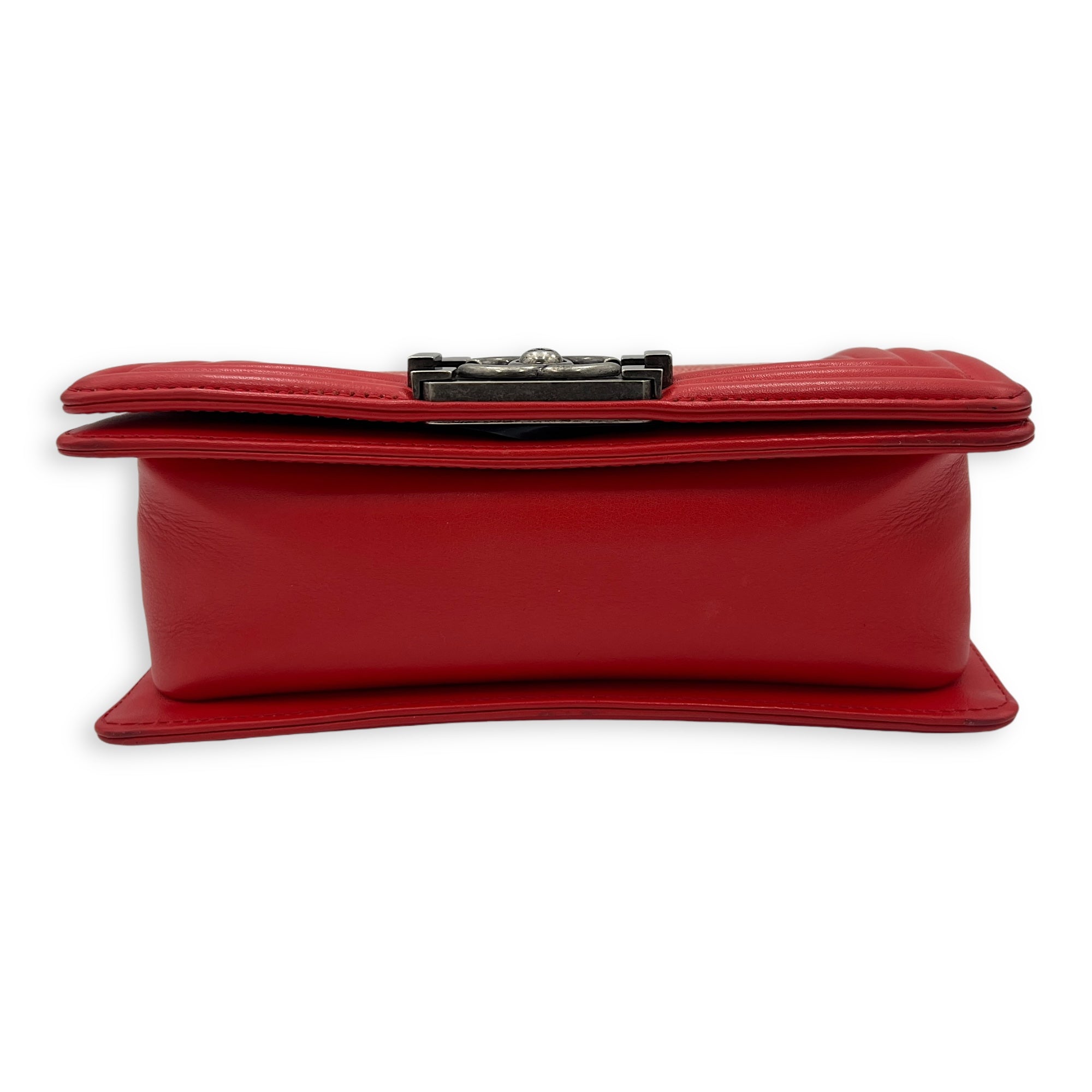 Boy Red Shoulder Bag in Stingray Leather, Ruthenium hardware