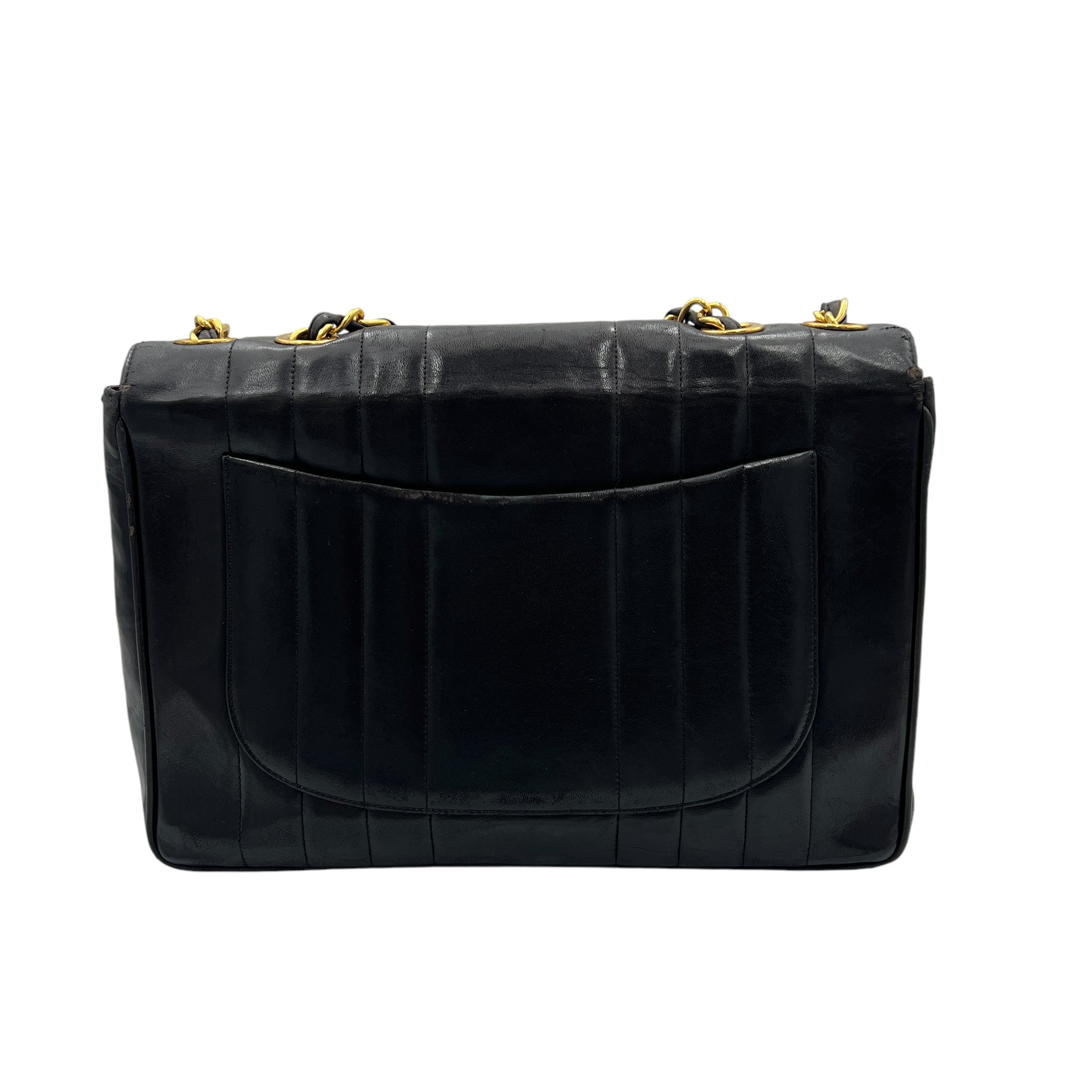 Chanel C19 Large Black Crossbody Bag in Goat Leather, Gold