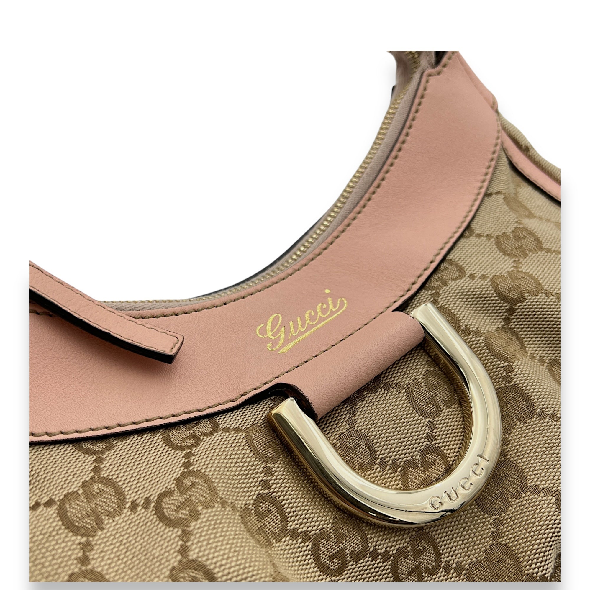 Abbey D Ring GG Monogram Top handle bag in Canvas, Light Gold Hardware