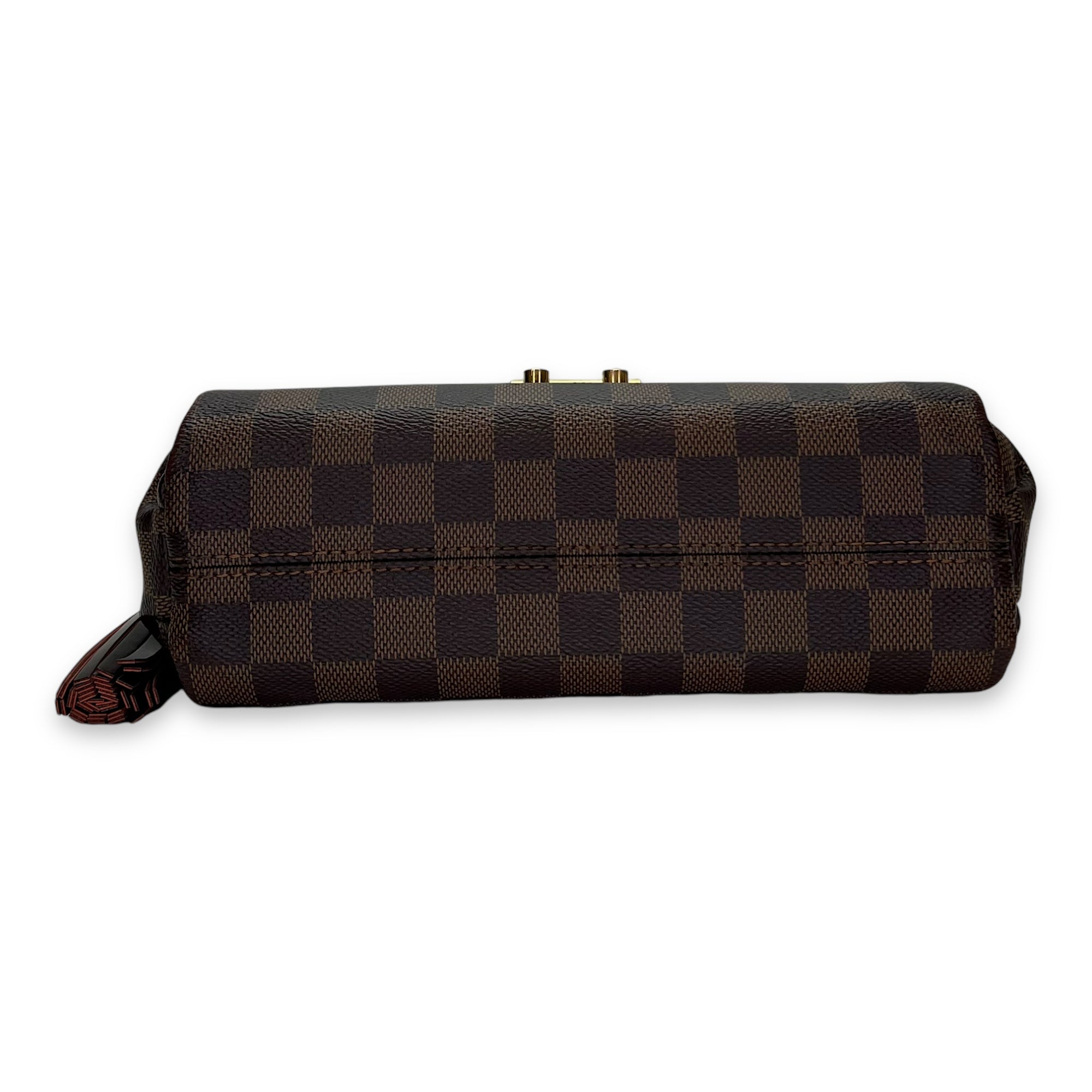 Croisette Damier Ebene Top Handle Bag in Coated Canvas, Gold hardware