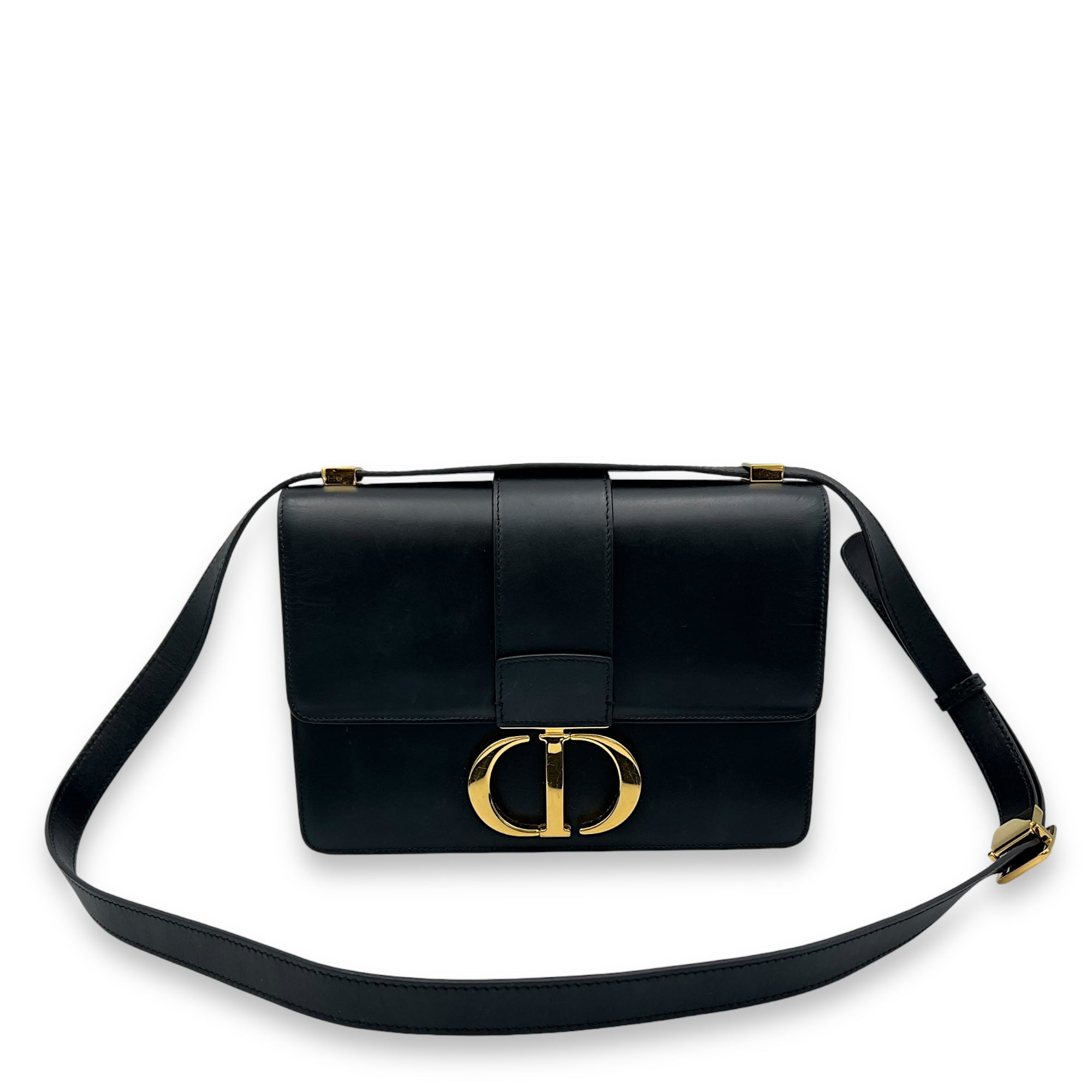 Montaigne Crossbody Bag Black in Calfskin, Gold hardware