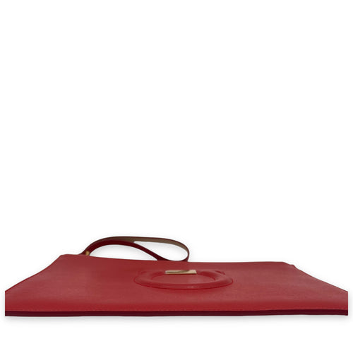 Gancini Pouch Red in Calfskin, Gold hardware