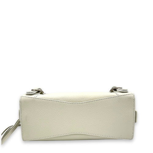 Neo Classic Top Handle Bag Mini White in Calfskin, Silver hardware