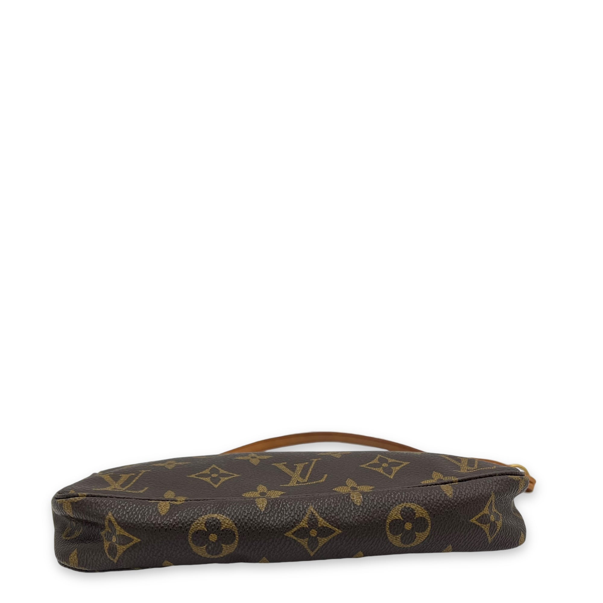 Pochette Accessoires Brown Shoulder Bag in Monogram Coated Canvas, Gold hardware