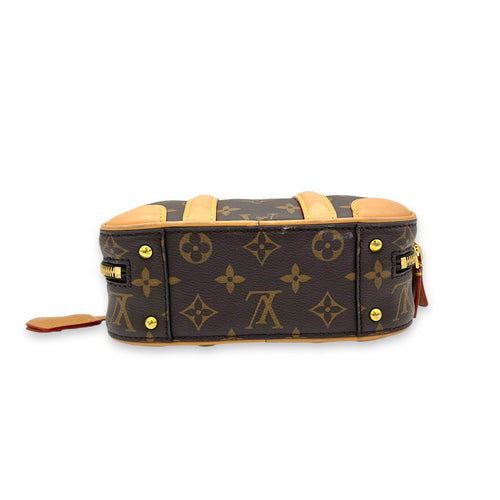 Valisette Top Handle Bag Brown in Monogram Coated Canvas, Gold hardware