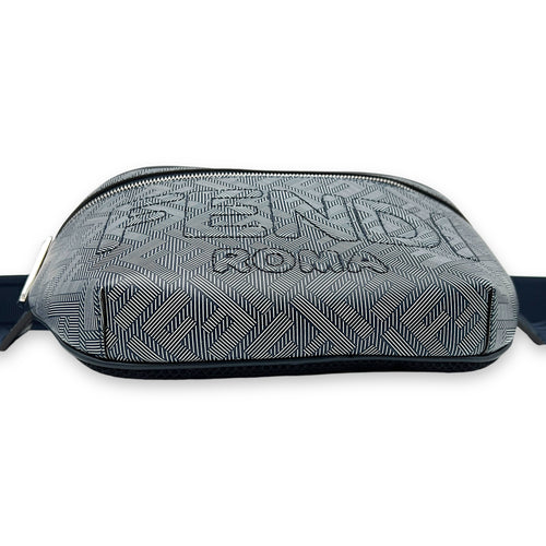 bumbag Blue Belt Bag in Coated Canvas, Silver hardware