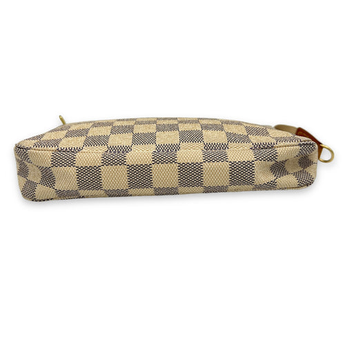 Pochette Accessoires Damier Azur Shoulder Bag in Coated Canvas, Gold hardware