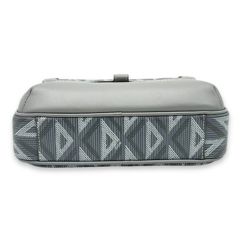 Hit The Road Grey Crossbody Bag in Coated Canvas, Silver hardware