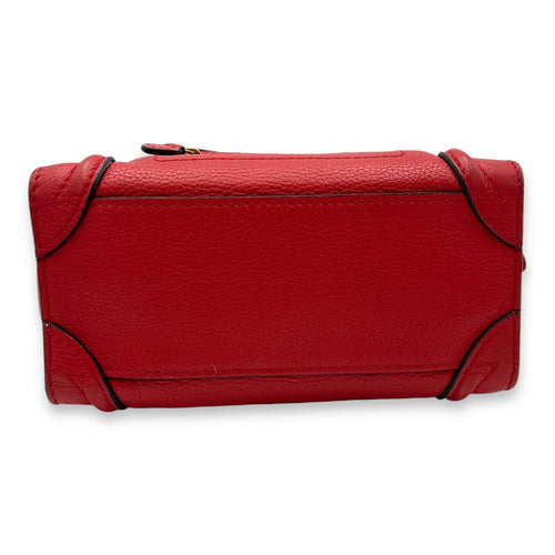 Luggage Crossbody Bag Nano Red in Calfskin, Gold hardware