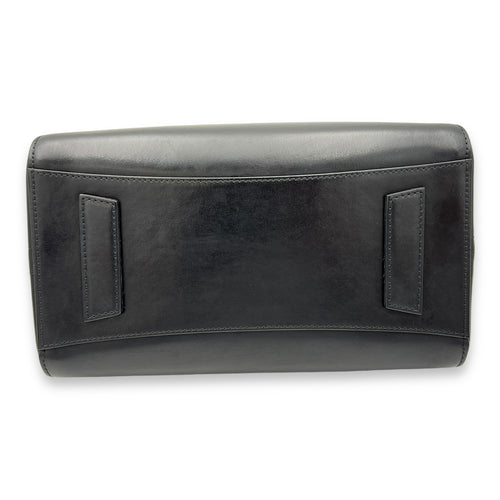 Antigona Small Black Top Handle Bag in Calfskin, Silver hardware